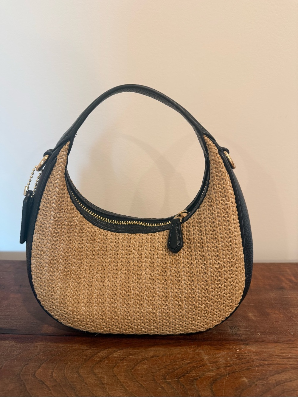 Coach Straw Crossbody Hobo with Black Trim - Picture 3 of 8